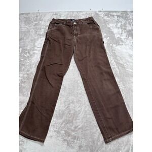 Simple Society Brown Denim Carpenter Pants Women‎ Size5/27 Utility Straight Leg